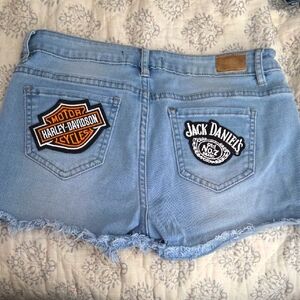 Patch Women's Light Blue Denim Shorts